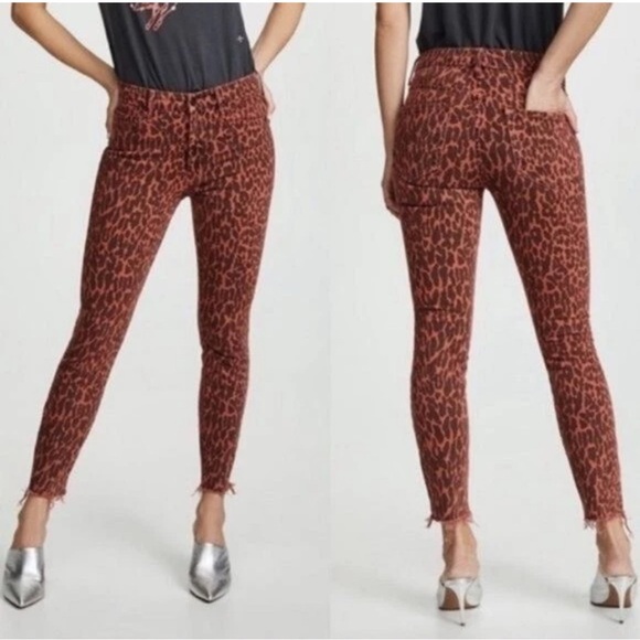 MOTHER High Waisted Looker Ankle Fray Animal Attraction Jeans Size 28 - Picture 1 of 16